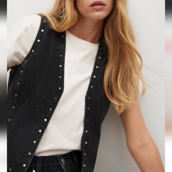 NWT Mango Denim Studded Vest - Picture 3 of 7